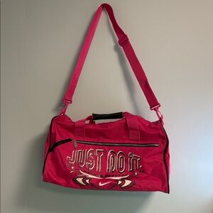 Nike Just Do It Pink Gym Bag with Adjustable Strap, Pink Sports Bag, Workout Bag